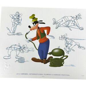 Disney Passholder 2016 Epcot International Flower Garden Festival Print Goofy